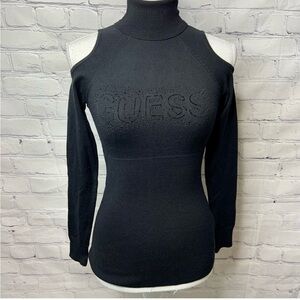 GUESS Black Cold Shoulder Turtleneck Sweater Small